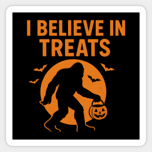 I Believe in Treats Funny Bigfoot Halloween Artwork Sticker